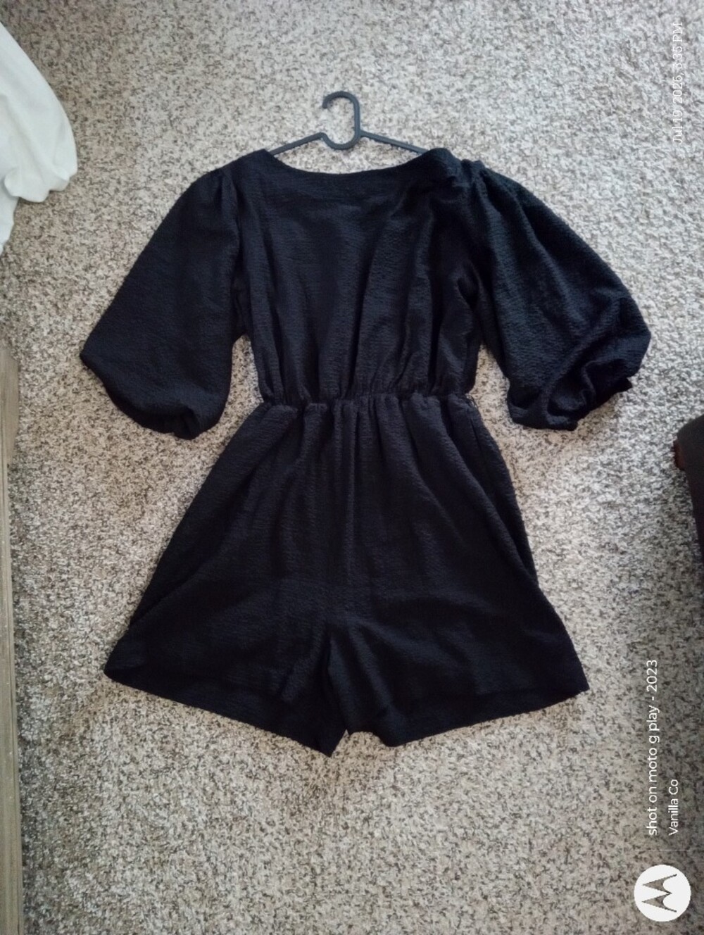 Anthropologie Francesca Balloon-Sleeved Romper Long Sleeve Black Large - Picture 2 of 10
